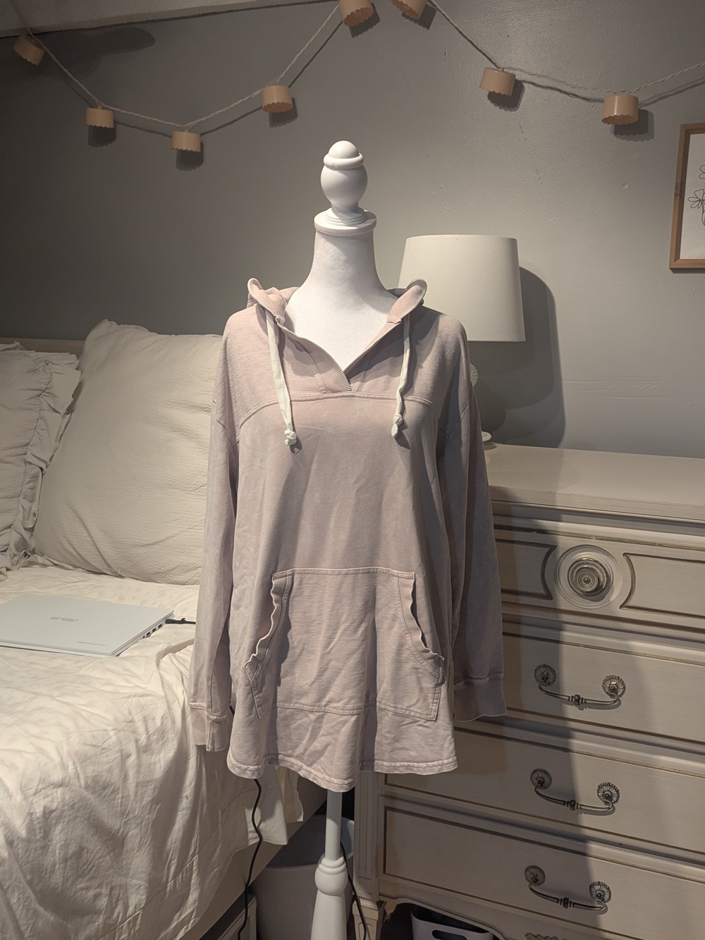 Jane + Delancey Womens Garment Dye Pullover Long Sleeve Hoodie M Lavender Purple